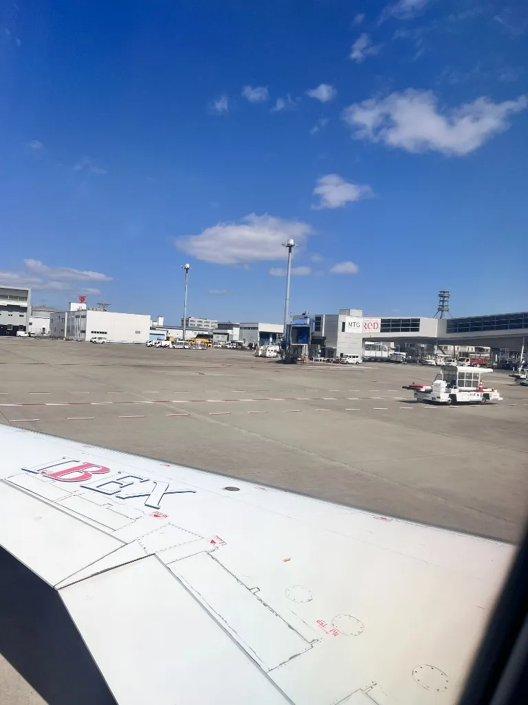 飛行機の窓からの景色